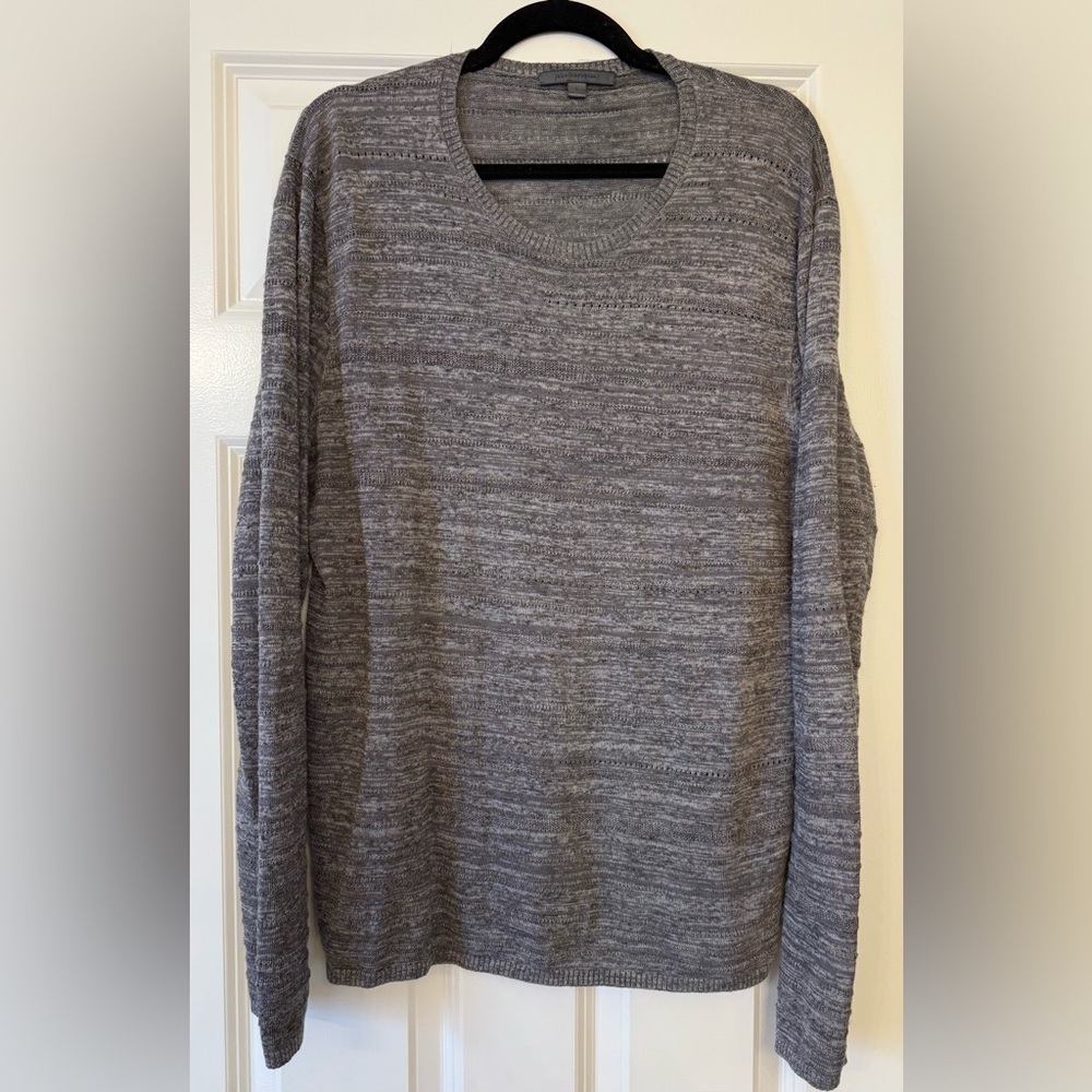 John Varvatos Linen Blend Lightweight Gray Sweater Size Large